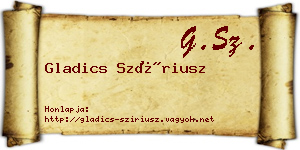 Gladics Szíriusz névjegykártya